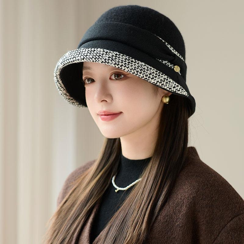 New Wool Retro Fashion Bucket Hat Autumn and Winter Women's Warm Fashion Basin Hat