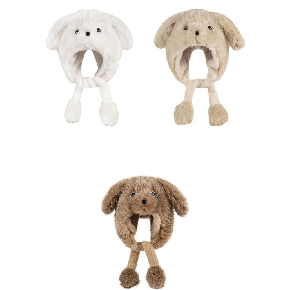 Windproof Movable Puppy Ears Hat Kawaii Warm Cap Fluffy Lei Feng Hat  Apparel Accessories