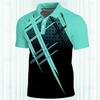 Trendy Geometric Print Short-sleeve Polo Shirt, Ideal for Casual and Sport Occasions.