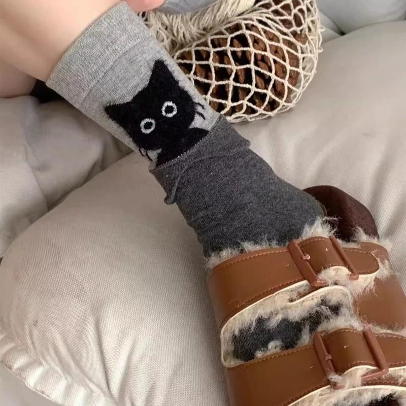 Herbst Winter Katze Cartoon Wadenlange Socken Kawaii Niedlich Warme Socken Baumwolle Zuhause Schlaf Socke Weich Bequem Täglich Tragen Geschenk