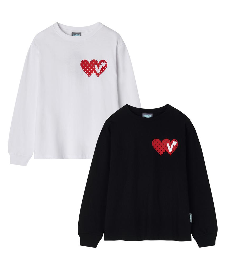 VIDEO JOCKEY Double Heart Ls T-Shirt [White]