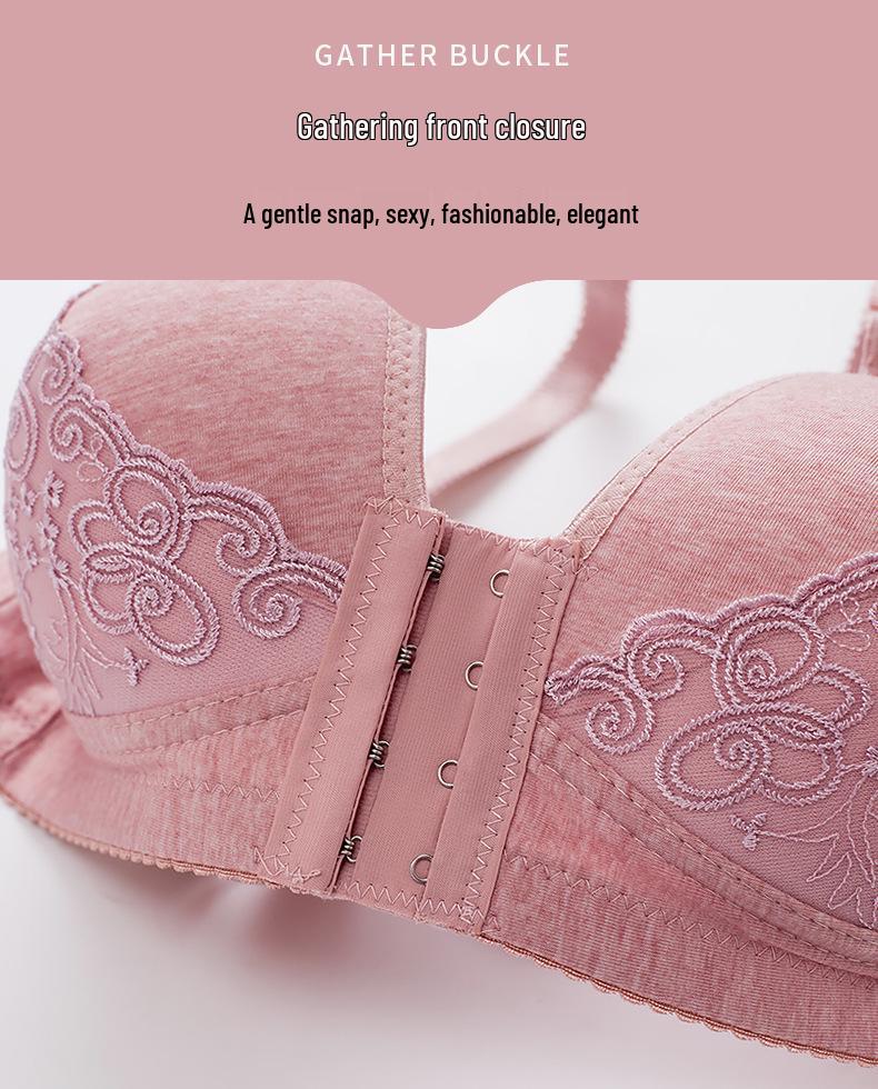 Comfortable Plus Size Wire-Free Front Closure Bra for Middle-Aged & Elderly - Pure Cotton