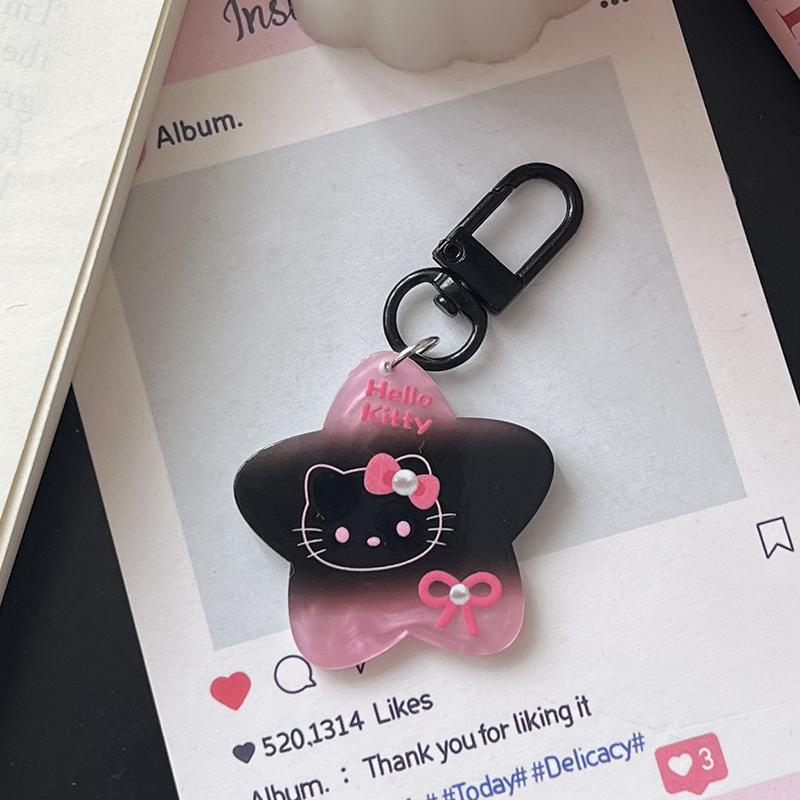 Sweet Kawaii Kt Cat Five-Pointed Star Keychain Cartoon Acrylic Pendant Keychain  Backpack Decoration Accessories Gifts