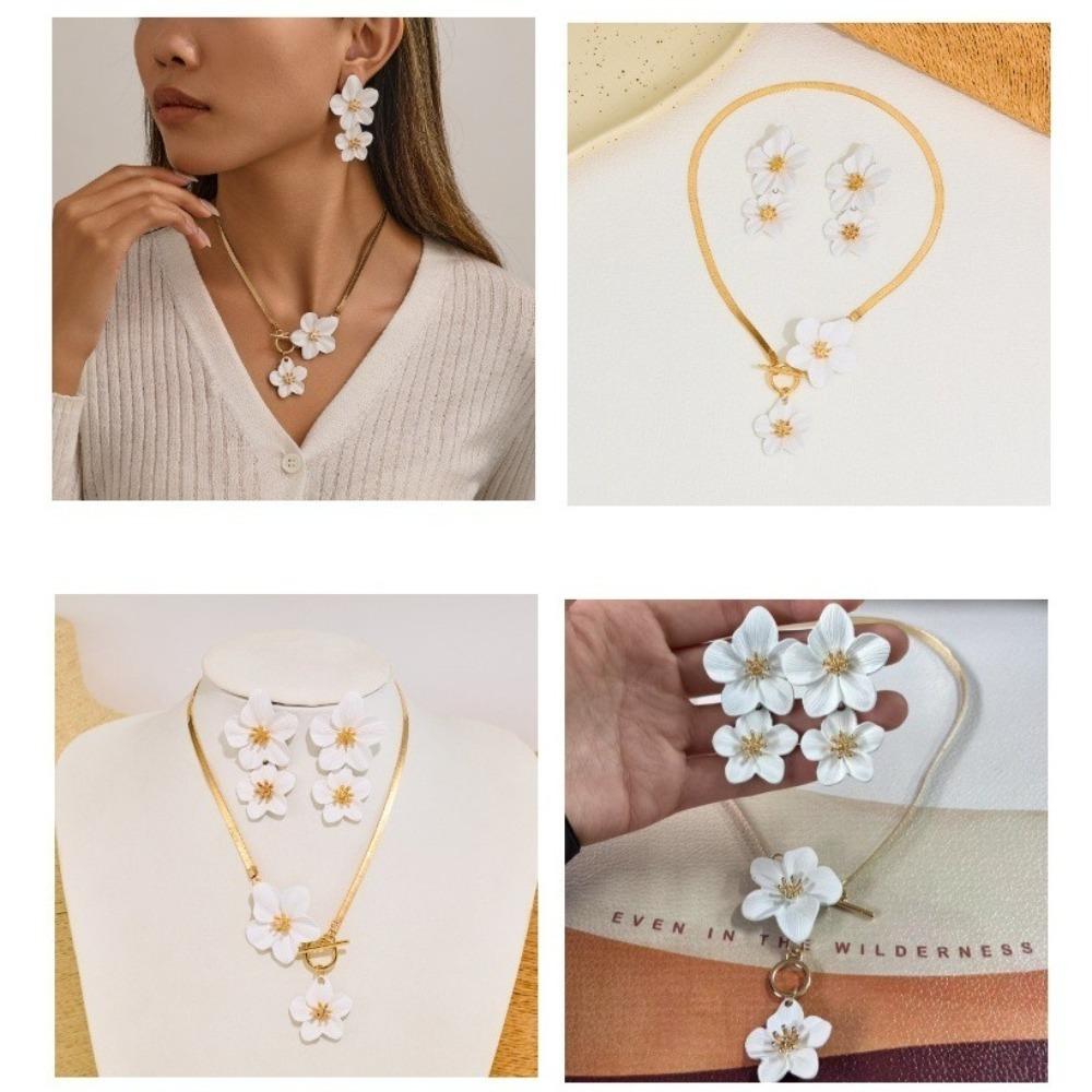 Anklet Flower Pendant Necklace Sumulation Flower Foot Chain Elegant Snake Bone Chain  Party