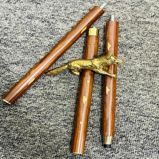 Brass Handle Sticks Fox Collectible Wooden Walking Stick Cane