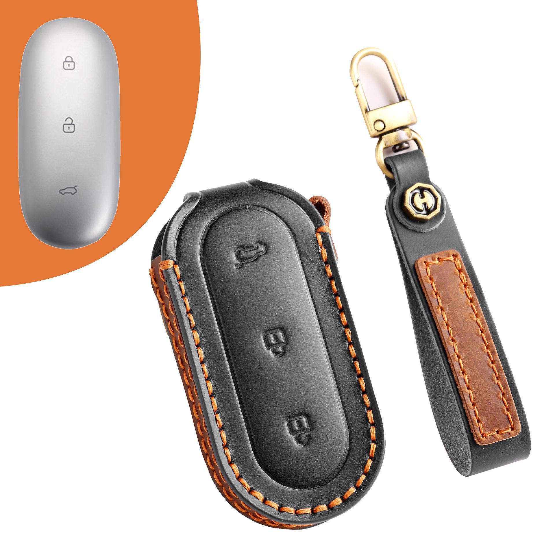 

Сумка для ключей автомобиля из натуральной кожи ручной работы для ключей Ideal L6 L7 L8 L9 с защитным чехлом чёрный