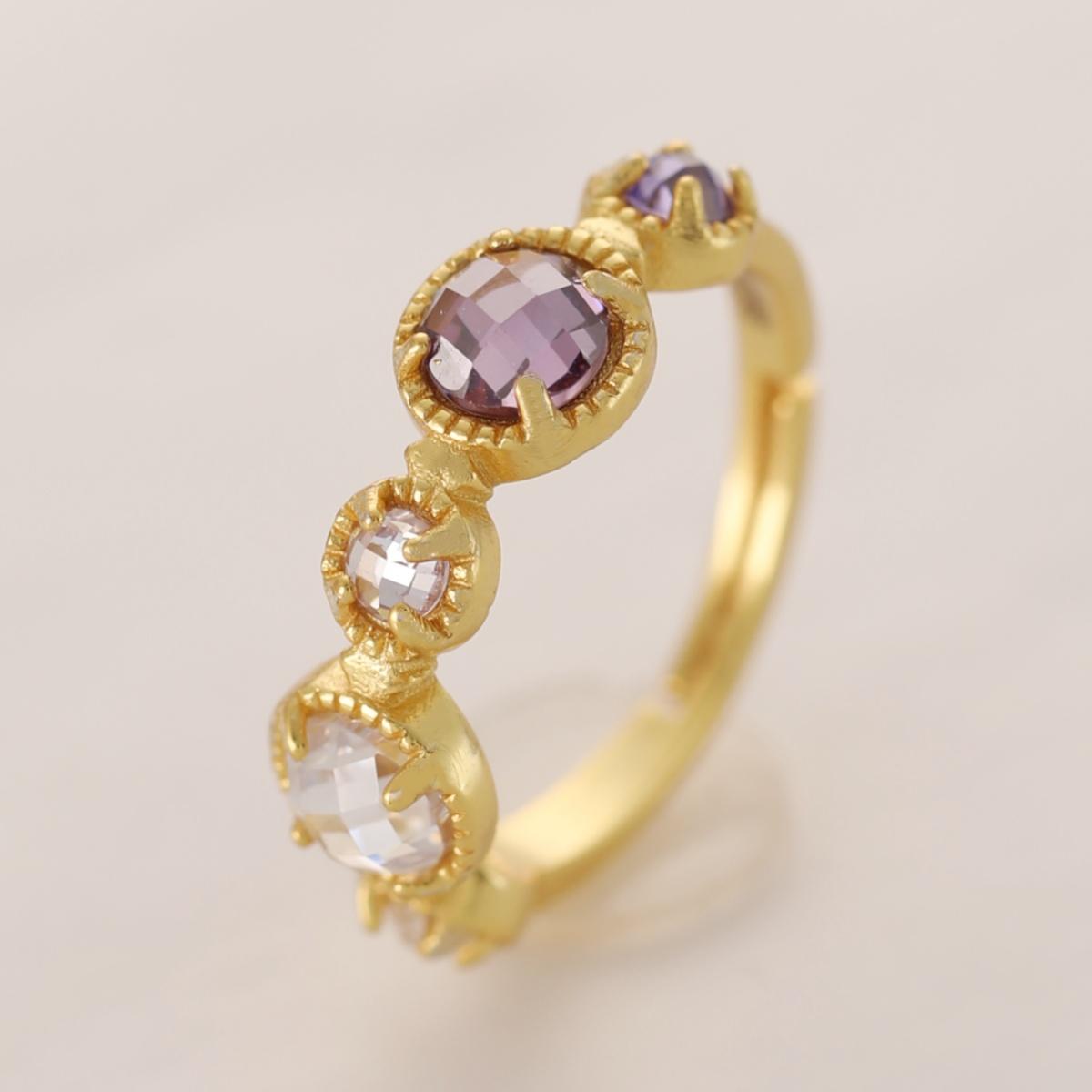 

Элегантное позолоченное кольцо с кубическим цирконием для женщин - сверкающий подарок на годовщину/день рождения, регулируемые размеры One Size (Adjustable) золотистый