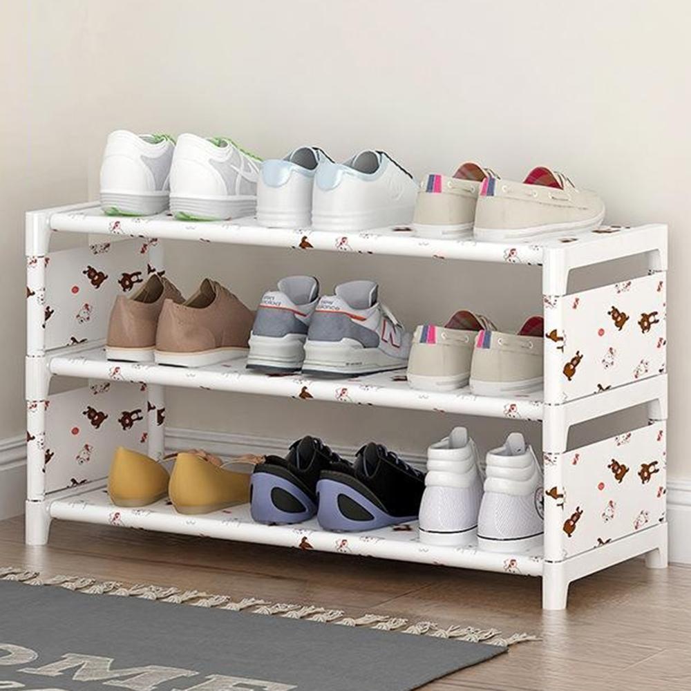 

3-ярусна Компактна полиця для взуття, Органайзер для зберігання взуття для передпокою квартири, 54 x 26 x 38 см B