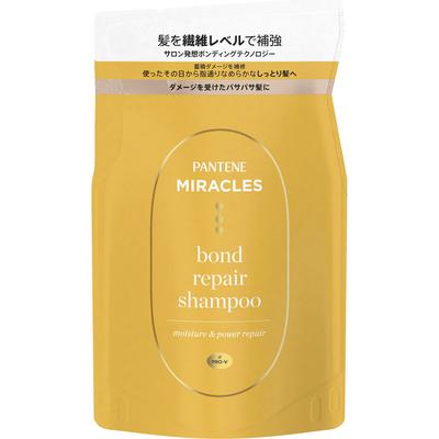 Pantene Miracles Bond Repair Séria Vlhkosť & Regenerácia Sila Šampón Náhradná náplň 350 g Šampón/kondicionér (prémie) Jemne vmasírujte do vlhkej pokožky a
