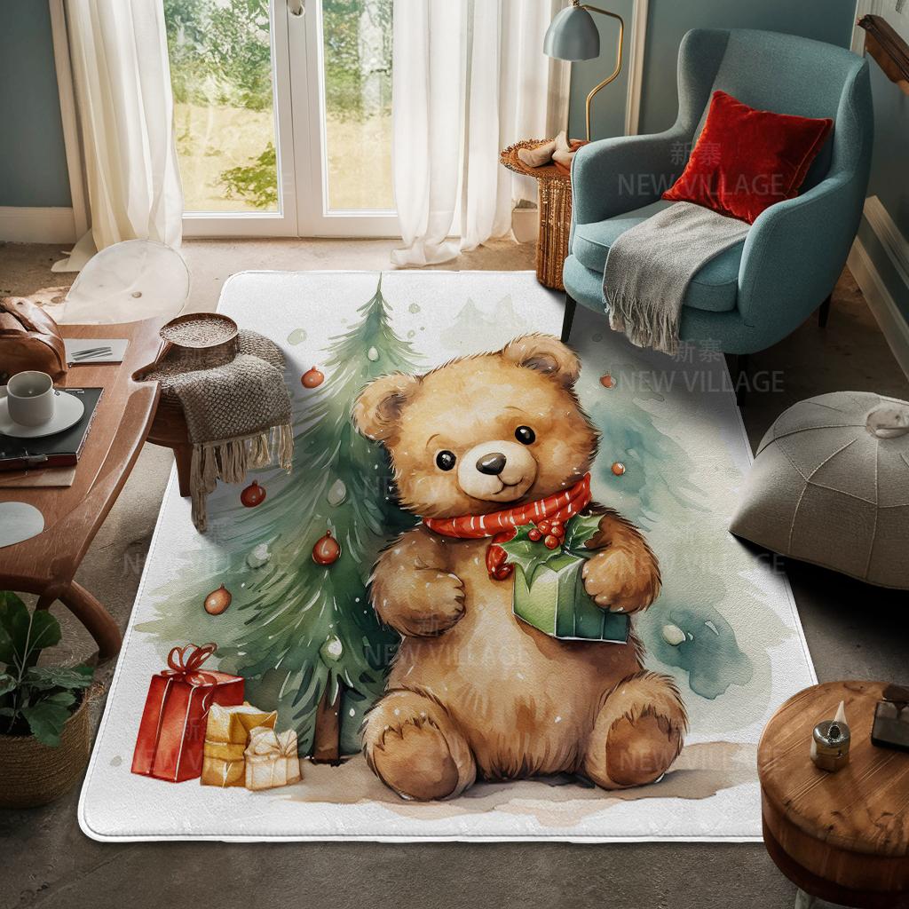 Tapete de entrada da casa Tapete de porta de casa Sala de estar Banho Pé banheiro antiderrapante tapetes de absorção de água banho Feliz Natal inverno