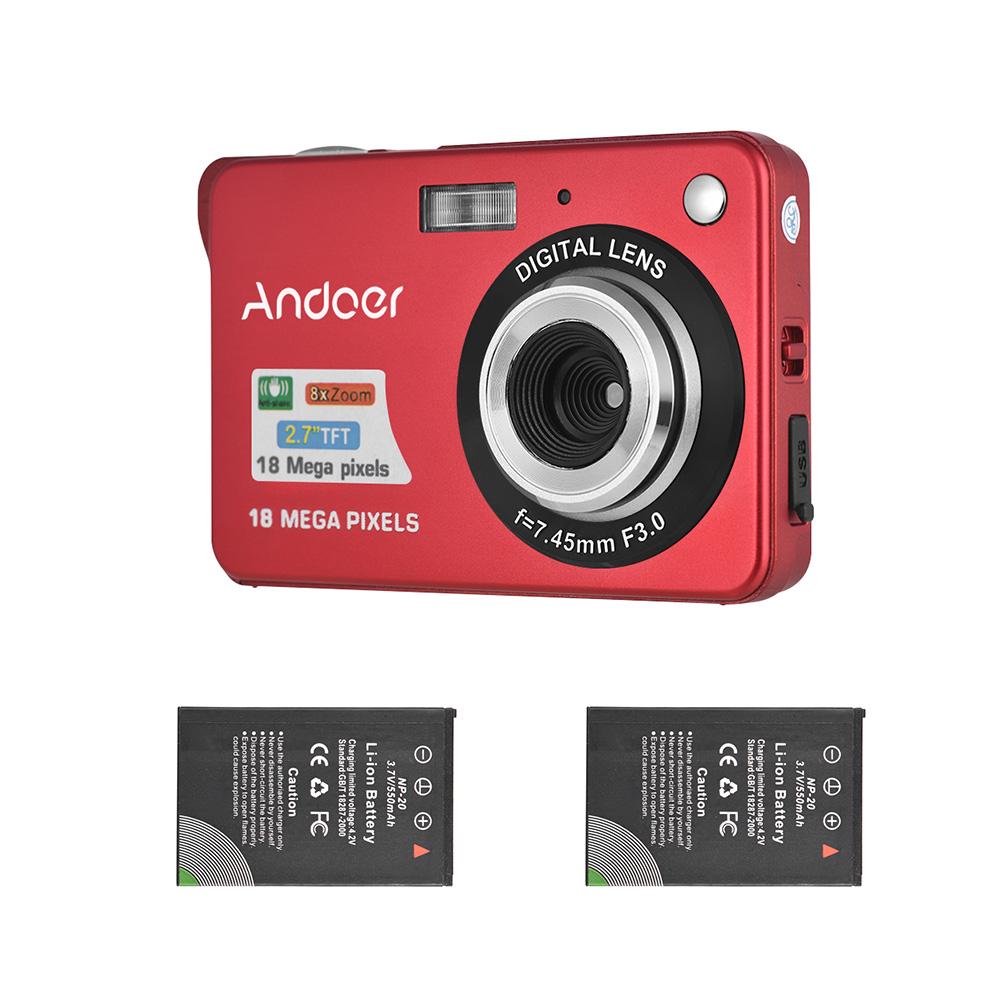 Andoer 18M 720P HD digitální kamera Videokamera s 2ks dobíjecími bateriemi 8x digitální zoom
