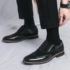 Men's Plus Size Brogue Leather Shoes, Pointed Toe, British Style, Color Block, Casual or Wedding Groom Shoes.