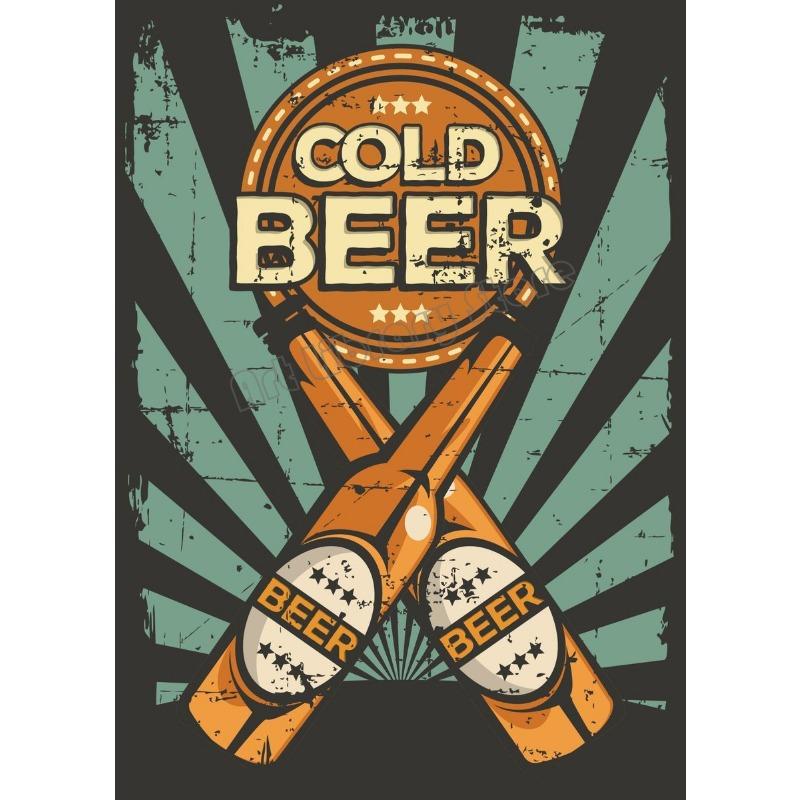 Poster Vintage Bevi Birra Fredda "Tutto Ciò di Cui Hai Bisogno è Birra" Citazioni Pittura su Tela Immagini Wall Art Decorazione per Casa Bar Caffè Club Cucina