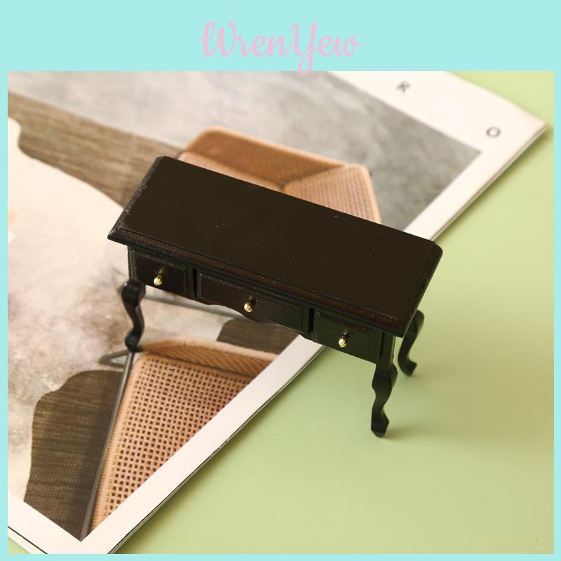 Mini Dollhouse Furniture Desk And Vanity With Wooden Material For Kids Playroom Decor