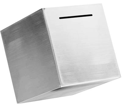 Piggy Bank That Won't Open, Piggy Bank, Stylish Bill, Bill, Stainless Steel, Large Capacity, Square RIMINA (Silver)