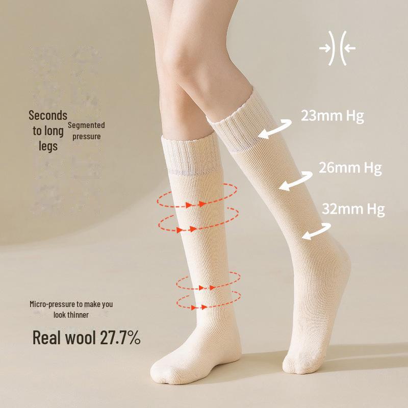 Women's Plush Cashmere Calf Socks - Cozy, Thickened Wool for Autumn & Winter