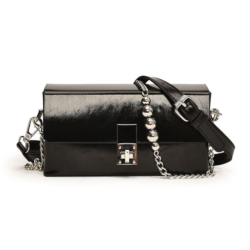 

Премиум Текстура Дизайн Сумка-коробка Женская мода Маленькая квадратная сумка на плечо Сумка-мессенджер с цепочкой чёрный