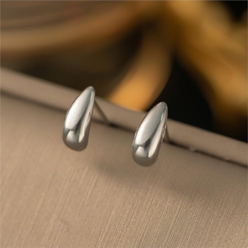 Stainless Steel Smooth Water Drop Stud Earrings For Women Fashion Minimalism Earrings Jewelry Accessory