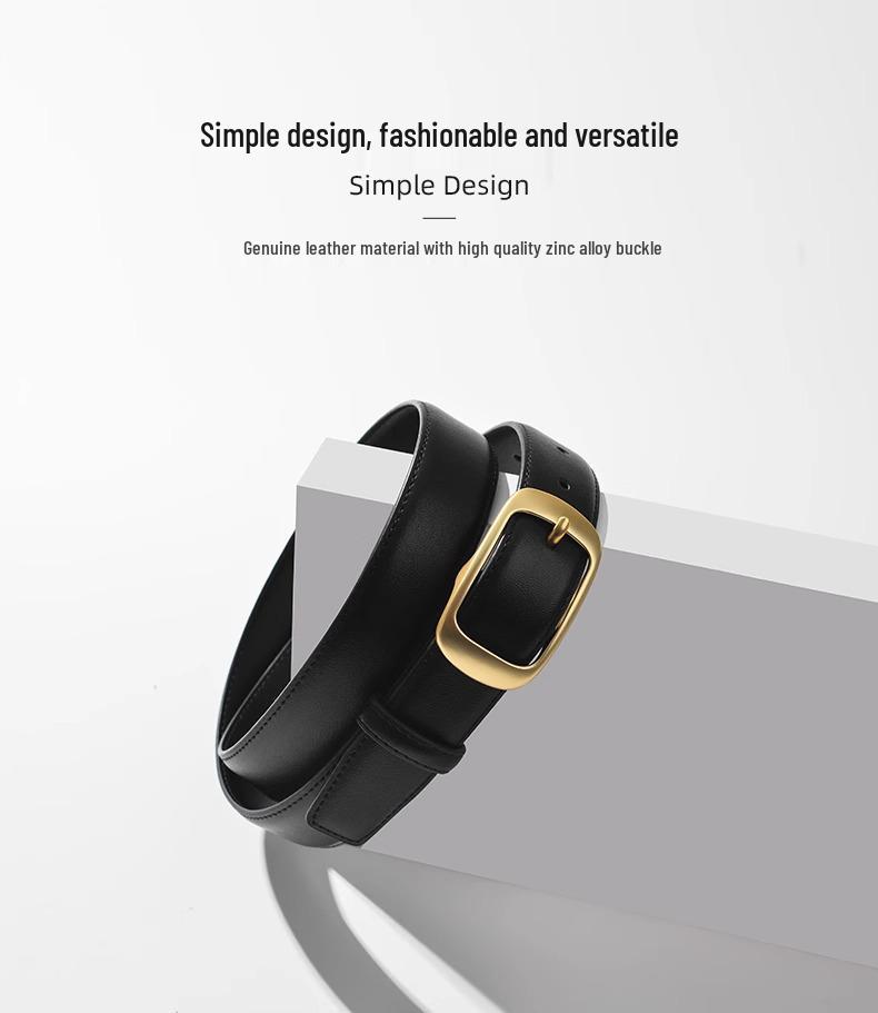 Women's Genuine Leather Versatile Black & Brown Decorative Belt for Jeans