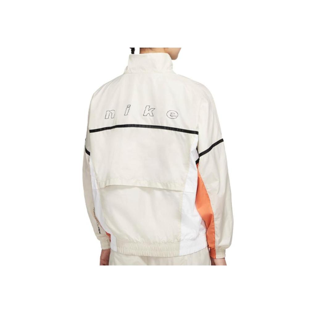 Nike Logo Patchwork Loose Stand Collar Windbreaker Men Jacket Multicolor Light-Bone CU6390-072