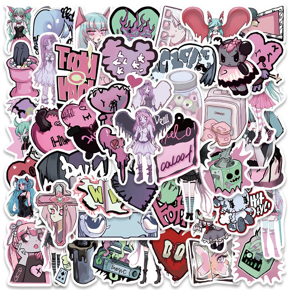 Y2K Style Kawaii Retro Graffiti Stickers for Laptop, Suitcase, and Phone.