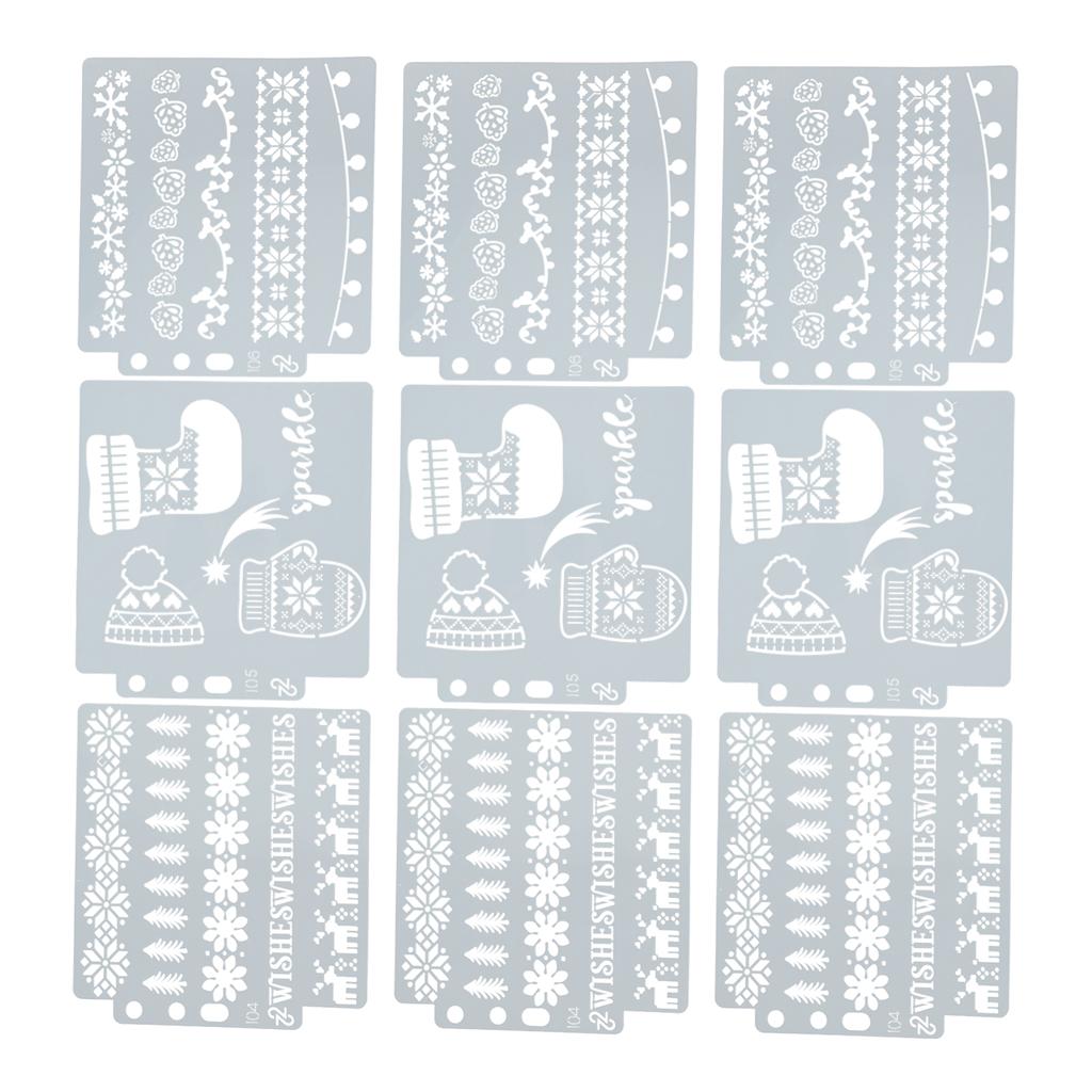 9Pcs Hollow Painting Templates PET Christmas Style Reusable Copy Drawing Stencils Boards