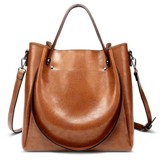 Genuine Leather Large Capacity Handbag for Oily Skin - Fashionable Crossbody and Shoulder Bucket Bag