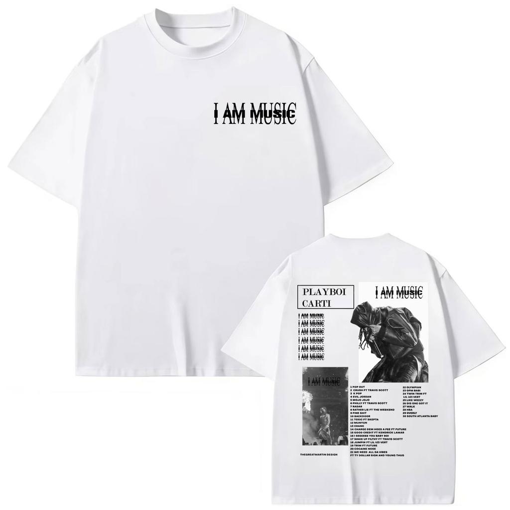 Harajuku Short Sleeve T-shirt Men's Women's Fashion Vintage T-shirts Rapper Playboi Carti I Am Music Graphic T Shirts