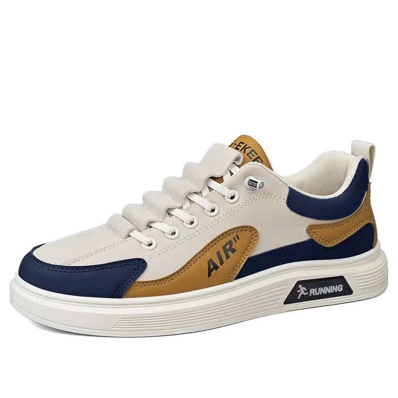 Pánské ležérní boty prodyšné bílé kožené ploché nazouvací módní boty pro řízení, chůzi, skateboarding, tenisky pro muže