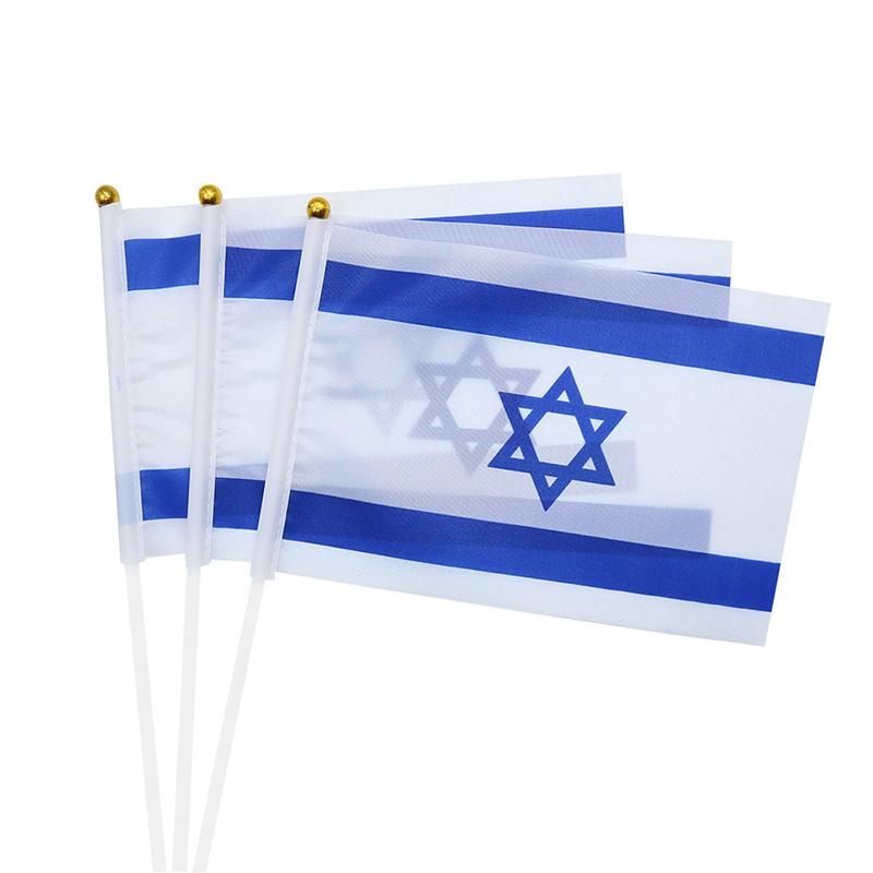 10Pcs Israel National Small Hand Held Waving Flag With Flagpole Car Window Flag Three Sizes Flag Indoor Outdoor Home Decor