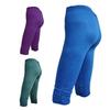 High Waist Solid Color Mid-Calf Stretchy Women Leggings Cropped Pants Bottoms for Running