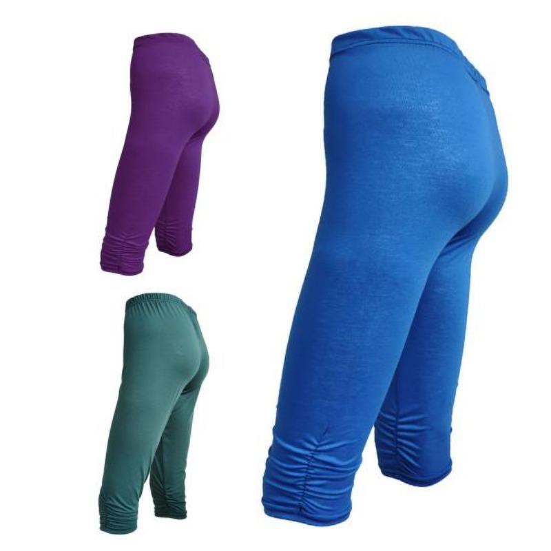 High Waist Solid Color Mid-Calf Stretchy Women Leggings Cropped Pants Bottoms for Running