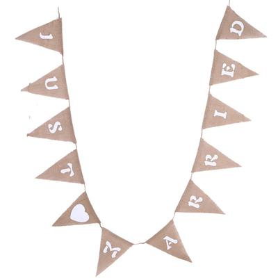 12 adet/takım Moda Kumaş Üçgen Afiş Yeni Evli İngilizce Harf Parti Dekorasyonu için