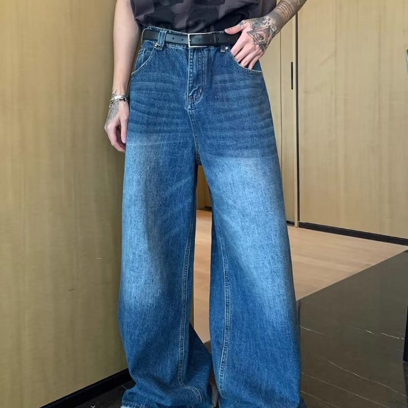 Men's Slim Retro Yellow Mud-Dyed Straight Jeans for Autumn