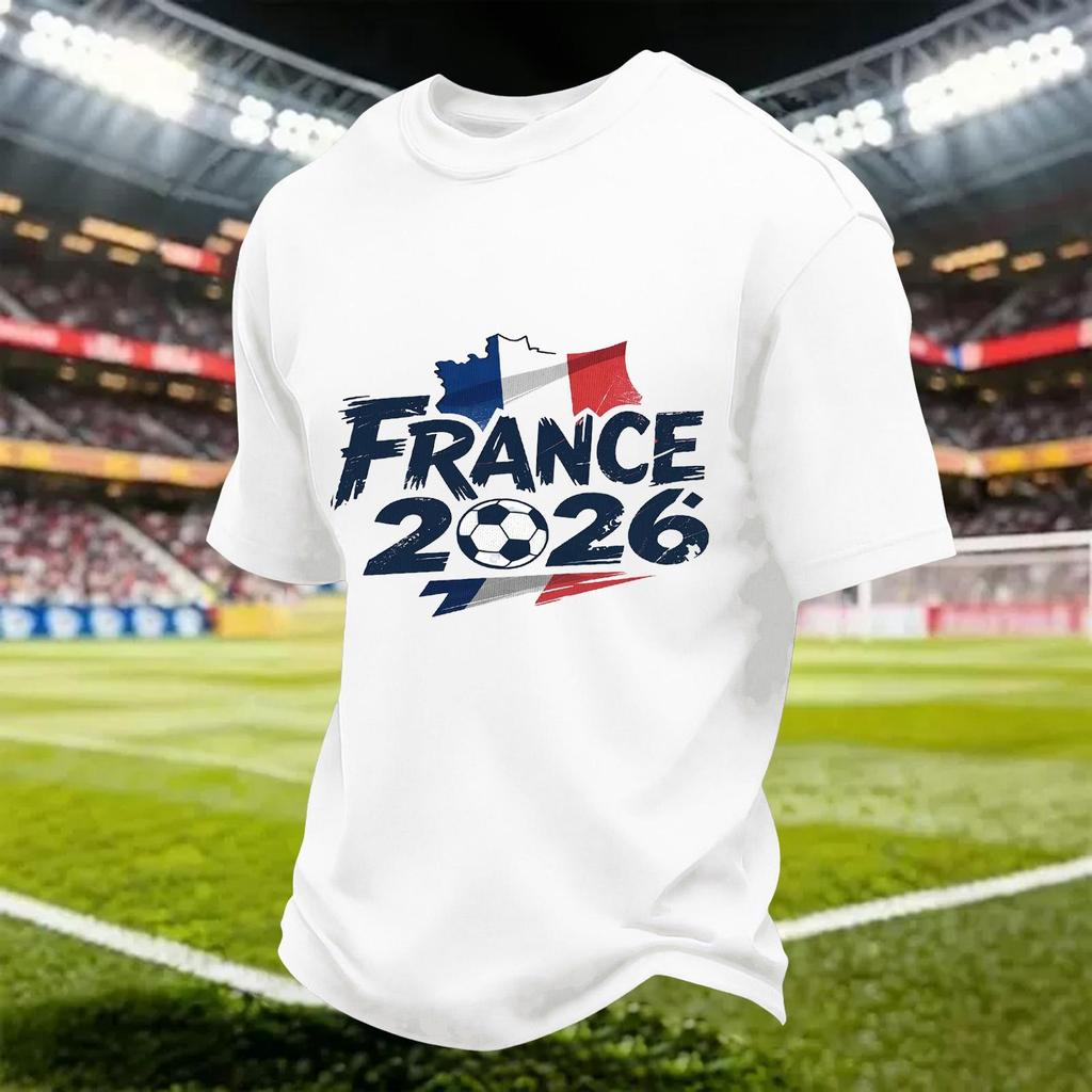 Men's Quick Dry Short Sleeve T-Shirt with Soccer Print, Breathable Mesh, Lightweight, Neck, Casual