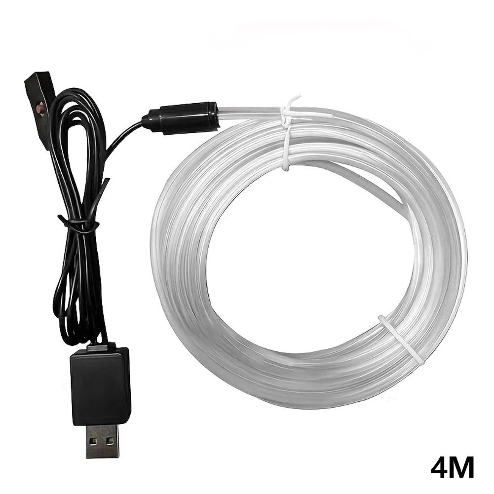 RGB LED Fiber Optic Car Ambient Light Strip Multi-color Dashboard Decoration Interior Mood Light 1/2/3/4/5 Meter Custom Length