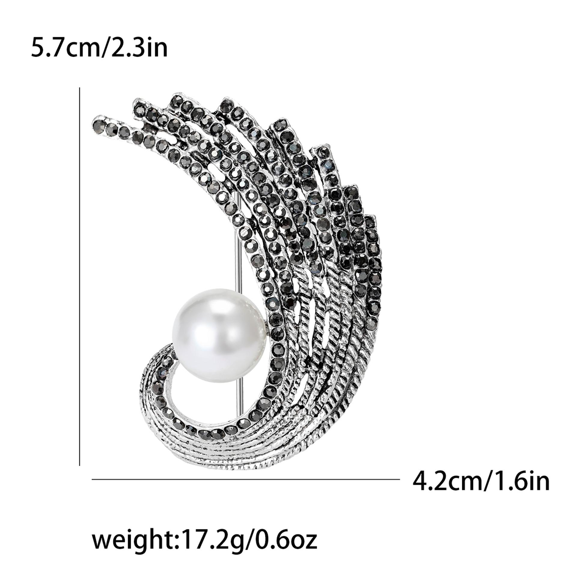 

Простая винтажная мода пистолет черный стразы жемчуг перо аксессуары брошь булавка брошь