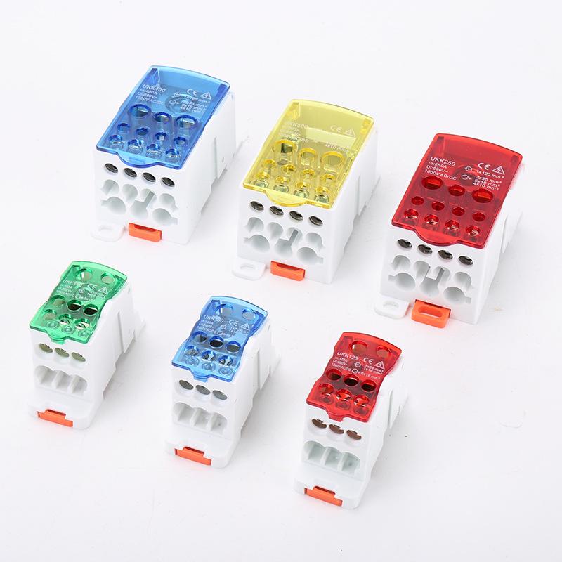 DIN Rail Mounted High Current Connector Distribution Box, Single Pole, UKK 80A-400A.