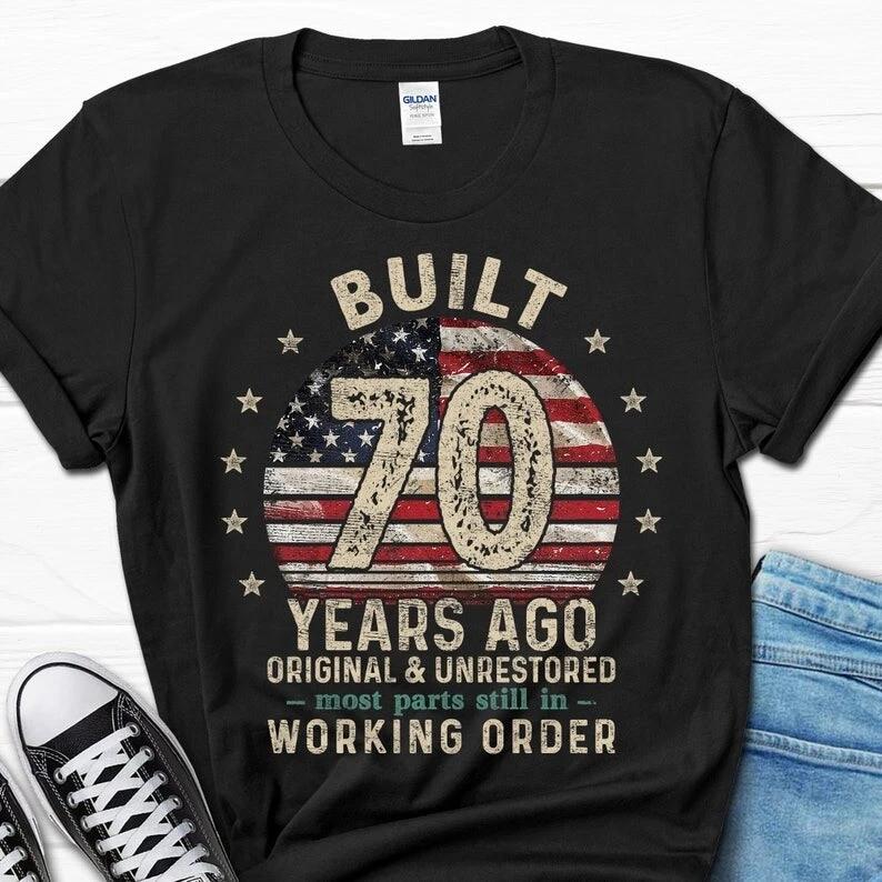 Built 70 Years Ago Shirt, Vintage 1954 Shirt, 70th Birthday Gift, Turning 70 Gif XL