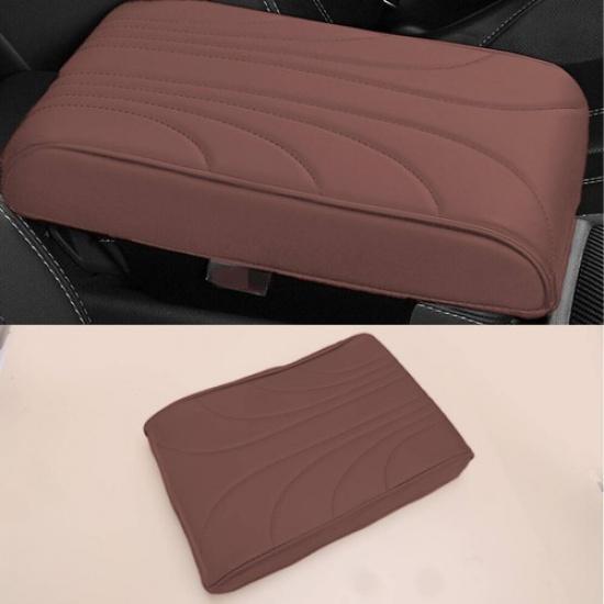 Car Brown Center Console Lid Armrest Cover Panel Arm Rest Cushion