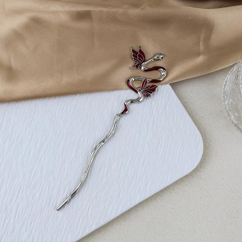 Chinese Style Traditional Hair Stick Traditional Butterfly Hair Claw Elegant Snake Hair Chopsticks Cosplay Hair Jewelry