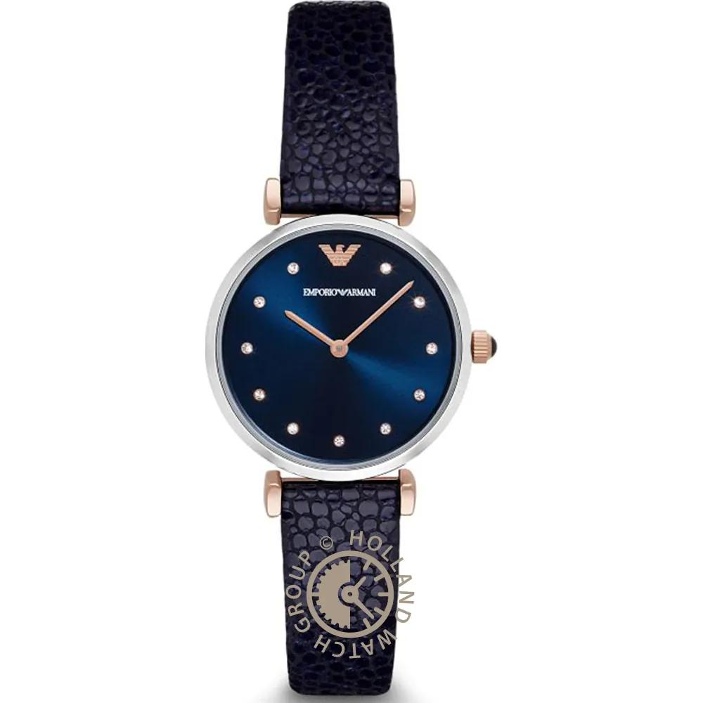 

Emporio Armani Gianni T-Bar Blue Leather Ladies Quartz Watch AR1989 синий