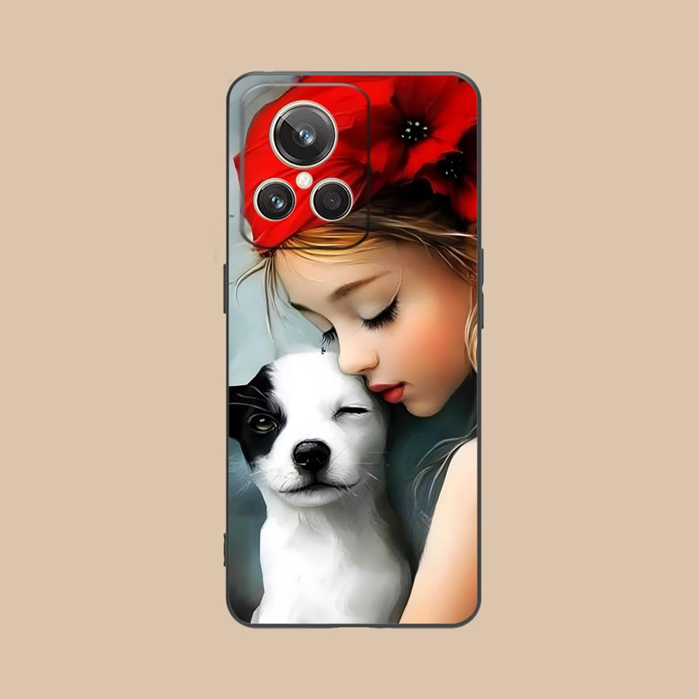 Girl Dog Puppy Matte TPU Mobile Phone Case for Realme GT 8 Neo Pro C75 73 71 C67 65 C55 53 C35 31 C20 15 Colorful Cover