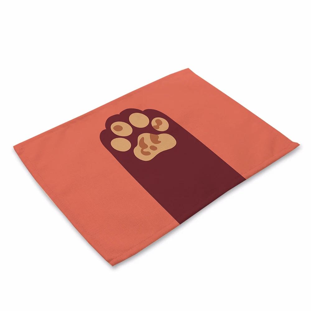 

Kawaii Cute Solid Cat Paw Pet Kitchen Placemat Linen Dining Table Mats Bohemian Coaster Pad Bowl Cup Mat Home Decor 2pcs 30x45cm