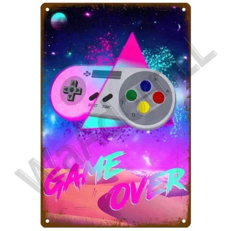 Vintage Gaming Theme Tin Painting for Game Room Club Home Wall Decor