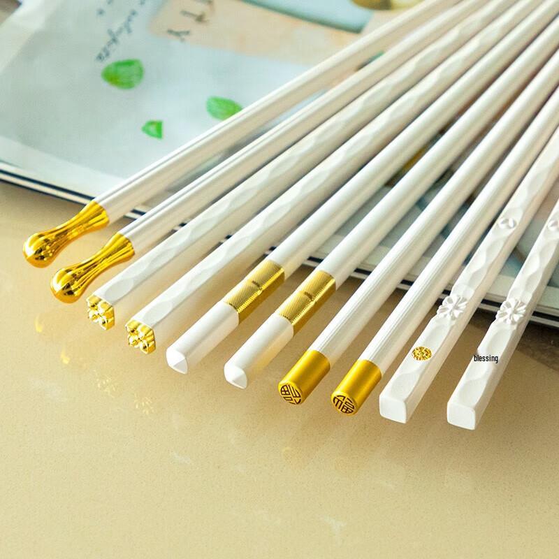 ZISIZ Japanese Style Ceramic Alloy Chopsticks (5 Pairs)