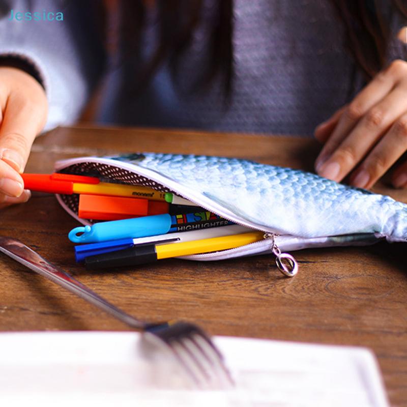 Cute 3D Fish Pencil Case - Realistic Animal-Shaped Cosmetic & Stationery Storage Bag