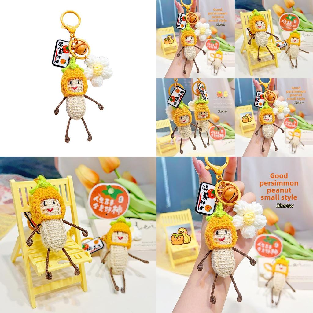 Jinnew Handmade Felt Keychain With Cartoon Persimmon Head And Peanut Character For Kids And Gift Use