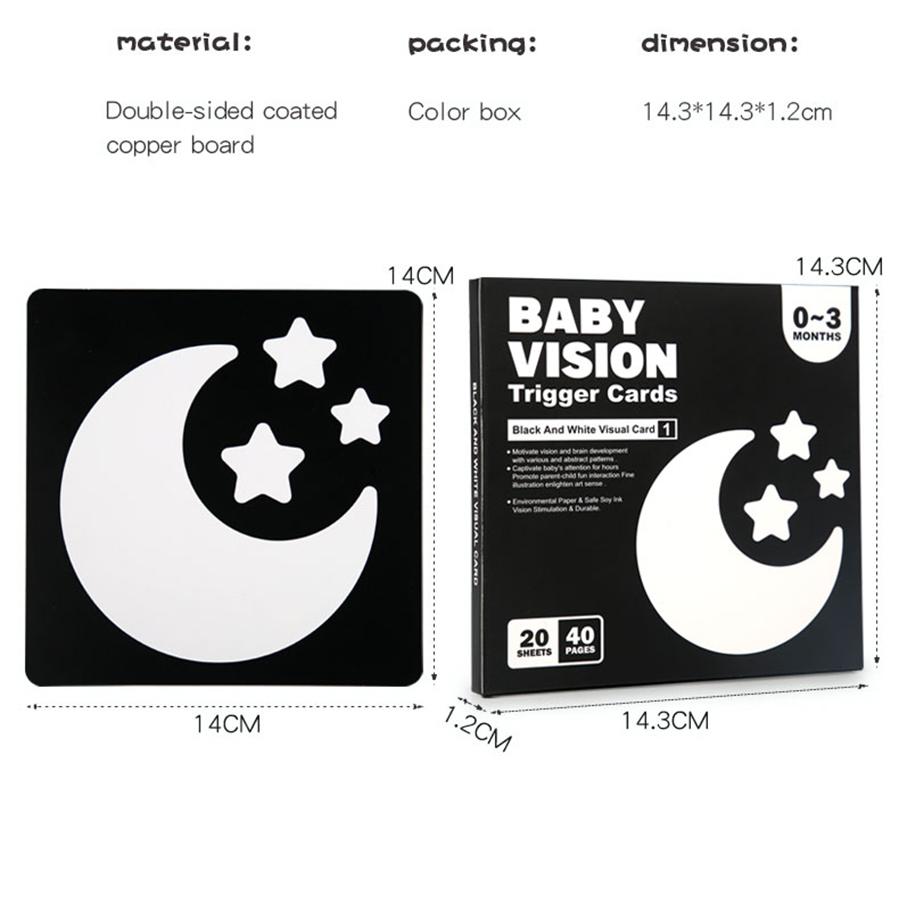 Carte per Stimolazione Visiva del Bambino Montessori Alto Contrasto Flash Card Regalo per Neonati Giocattolo Cognitivo per Bambini
