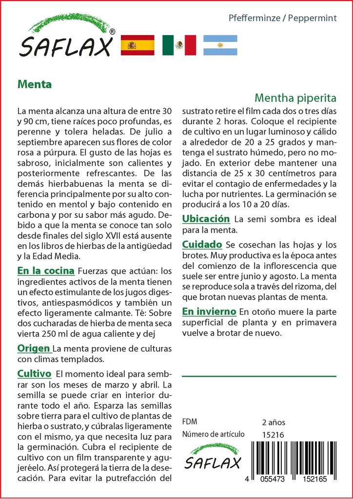 SAFLAX Garden In the Bag - Peppermint - 300 Seeds - With Substrate In a Fitting Stand Up Bag - Mentha Piperita